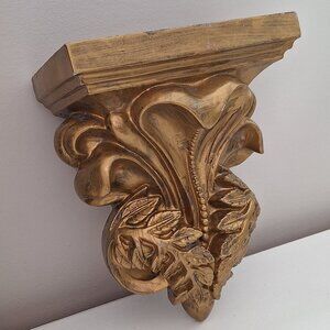 Vintage Ornate gold wall shelf (not brass ) hanging ledge shelf